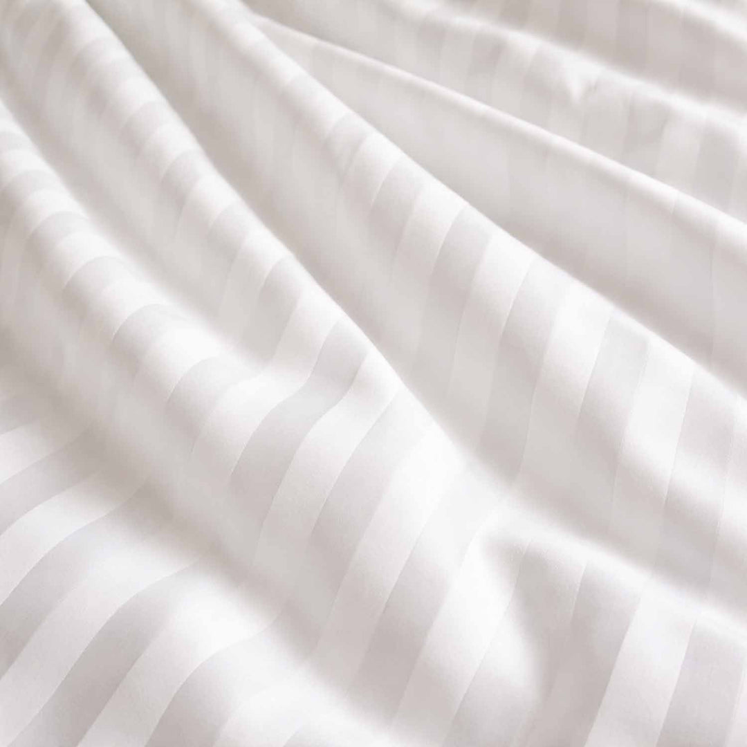 Bettwäsche Set Baumwoll Satin weiß gestreift