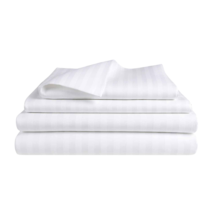 Bettwäsche Set Baumwoll Satin weiß gestreift
