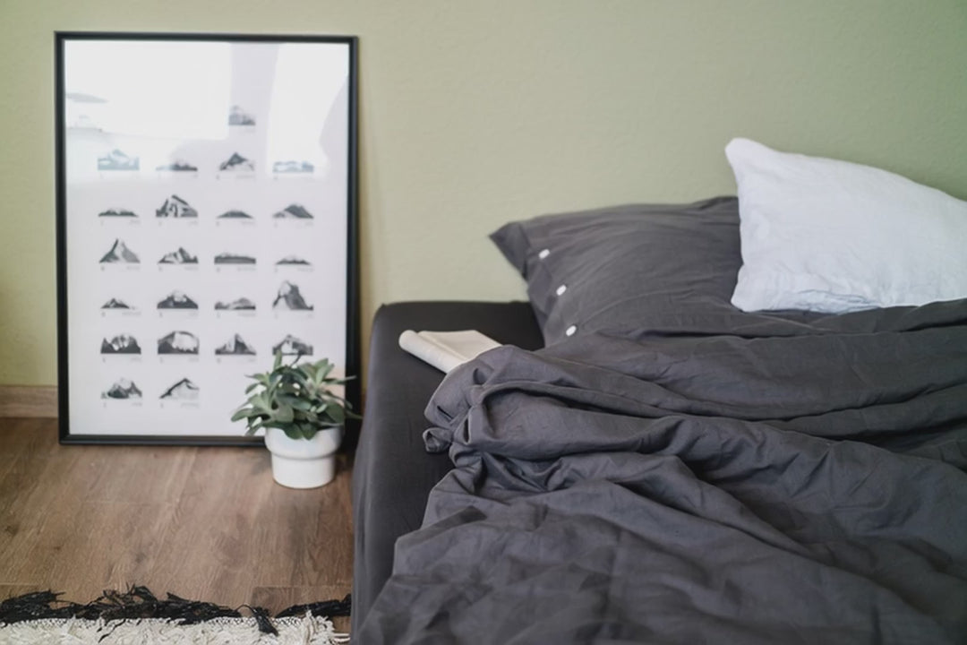 Bettwäsche Set: Halbleinen dunkelgrau