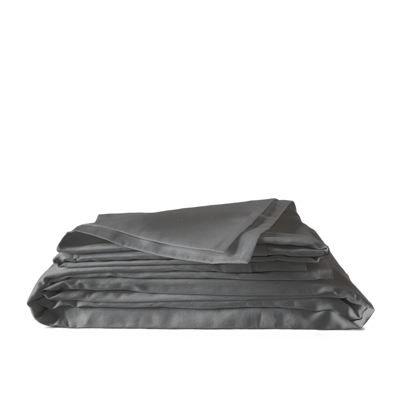 Bettwäsche Set: Baumwoll Satin dunkelgrau