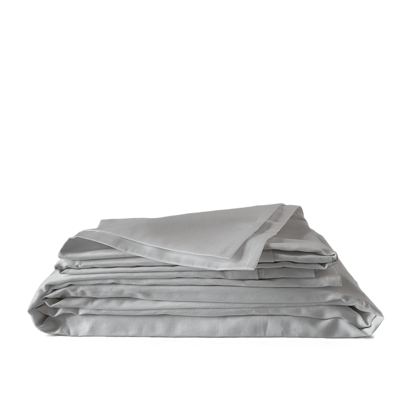 Bettwäsche Set: Baumwoll Satin hellgrau